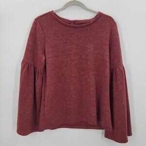 Lucky Brand Long Sleeve Top Womens Size Small Maroon Bell Sleeves‎ 7W72135